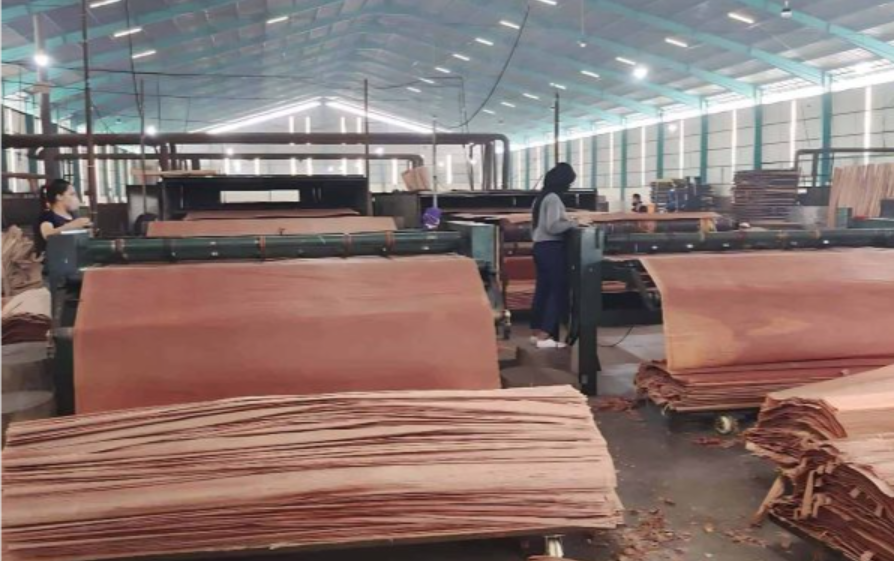 indonesia veneer factory use Chinese veneer peeling machine