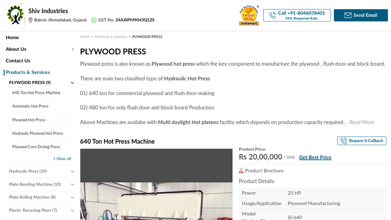 PLYWOOD PRESS factory