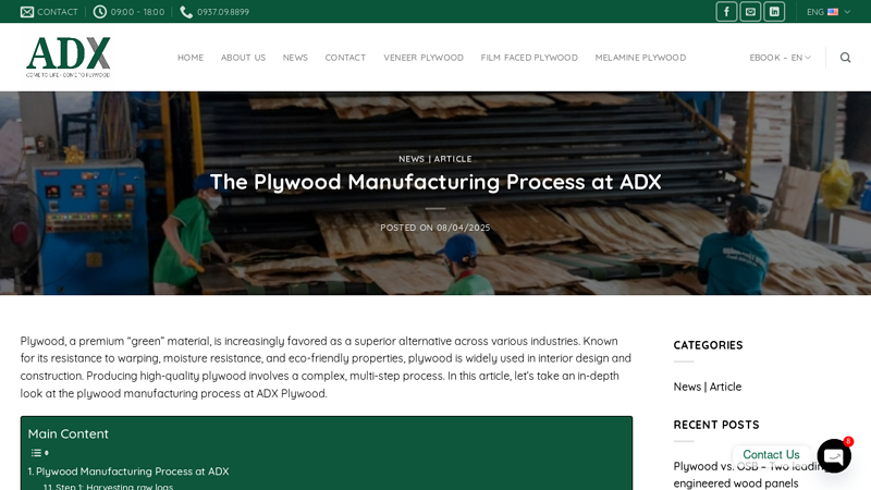 The Plywood Manufacturing Process At ADX factory